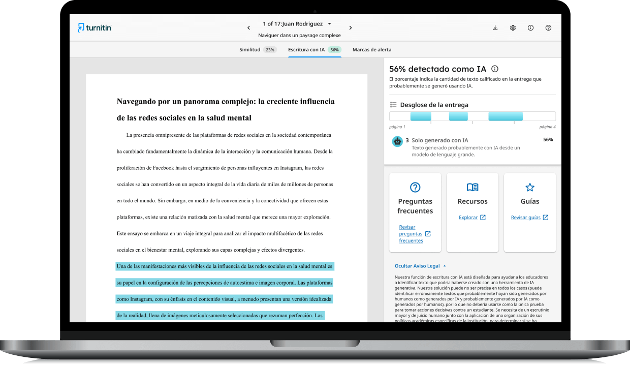 AI Writing Detection by Turnitin Originality
